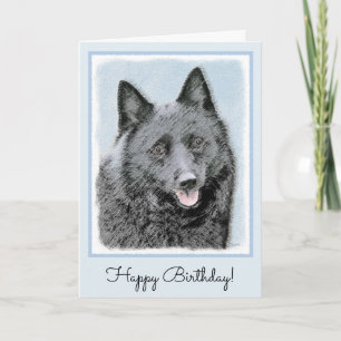 Schipperke Painting - Cute Original Hund Art Kort