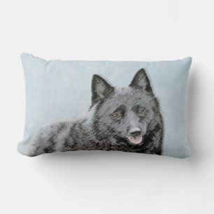 Schipperke Painting - Cute Original Hund Art Lumbarkudde