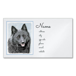 Schipperke Painting - Cute Original Hund Art Magnetiska Visitkort