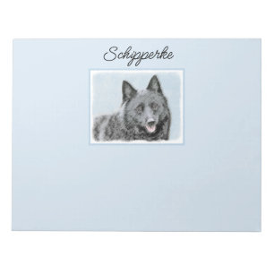 Schipperke Painting - Cute Original Hund Art Notep Anteckningsblock