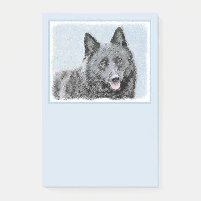 Schipperke Painting - Cute Original Hund Art Post-it Block (Framsida)