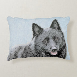 Schipperke Painting - Cute Original Hund Art Prydnadskudde