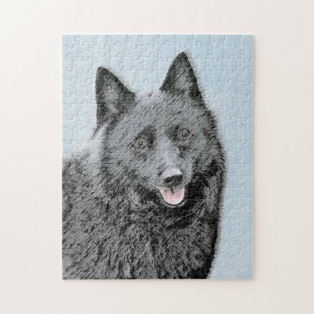 Schipperke Painting - Cute Original Hund Art Pussel (Vertikal)