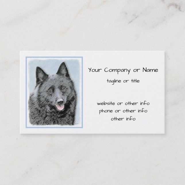 Schipperke Painting - Cute Original Hund Art Visitkort (Framsida)
