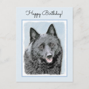 Schipperke Painting - Cute Original Hund Art Vykort