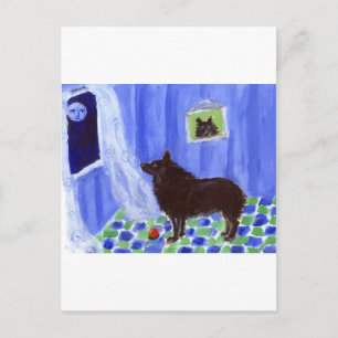 schipperke senses smilde måne vykort