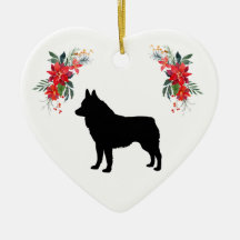 Schipperke Silhouette med Namn Poinsettia