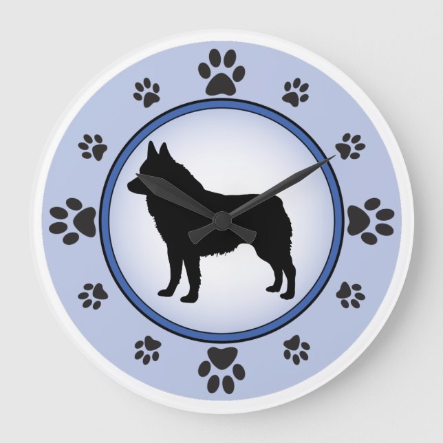 Schipperke Silhouette Stor Klocka (Framsida)