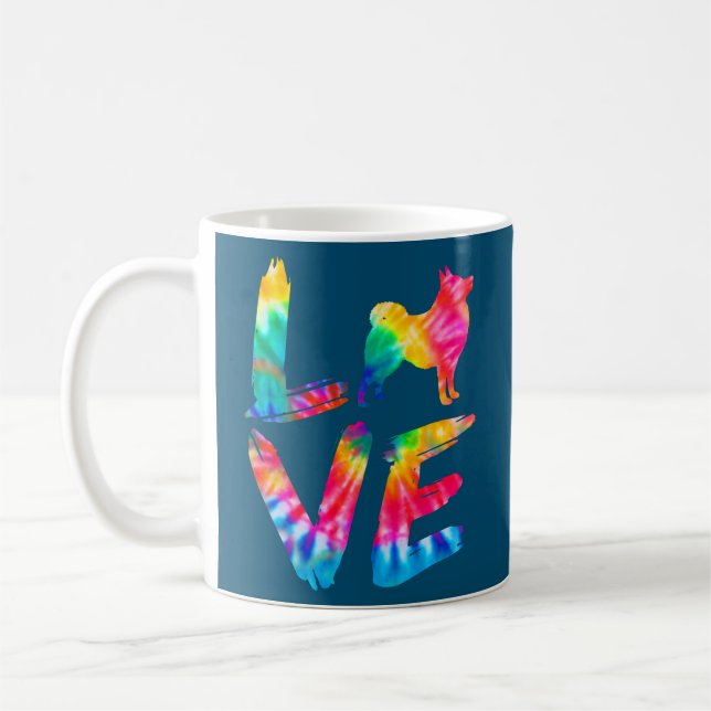 Schipperke Tie Dye Love Dog Mom Dad  Kaffemugg (Vänster)