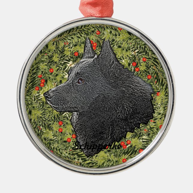 Schipperke Wandan Julgransprydnad Metall (Framsidan)
