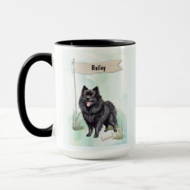 Schipperke Watercolor Personalized Dog Mugg