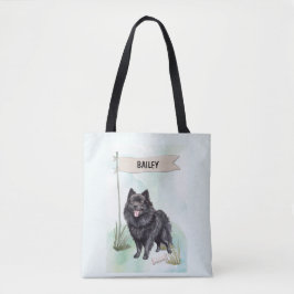 Schipperke Watercolor Personalized Dog Tygkasse