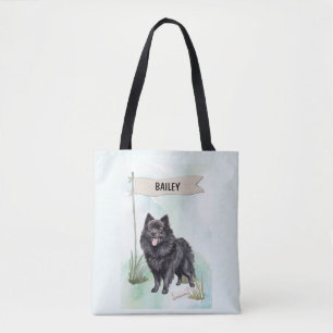 Schipperke Watercolor Personlig Hund Tygkasse