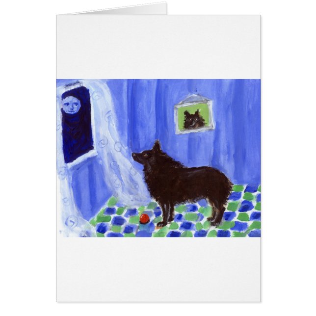 schipperkeavkänningar som ler månen hälsningskort (Framsidan)