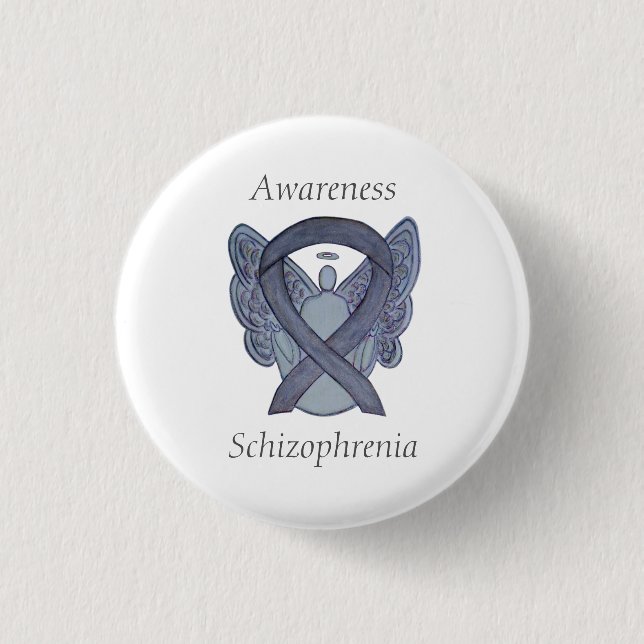 Schizophrenia Awareness Ribbon Angel Anpassningsba Knapp (Framsida)