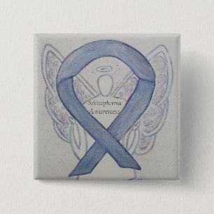 Schizophrenia Awareness Ribbon Angel Anpassningsba Knapp
