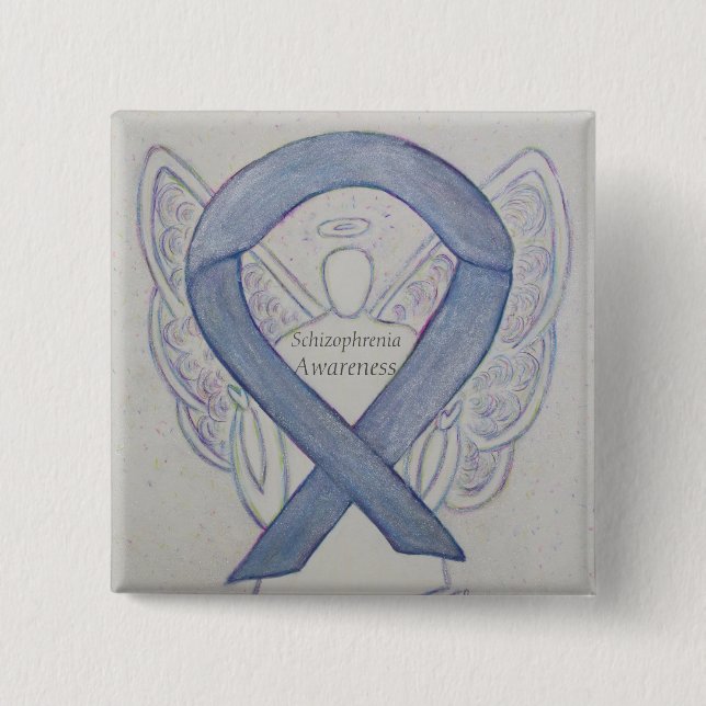 Schizophrenia Awareness Ribbon Angel Anpassningsba Knapp (Framsida)
