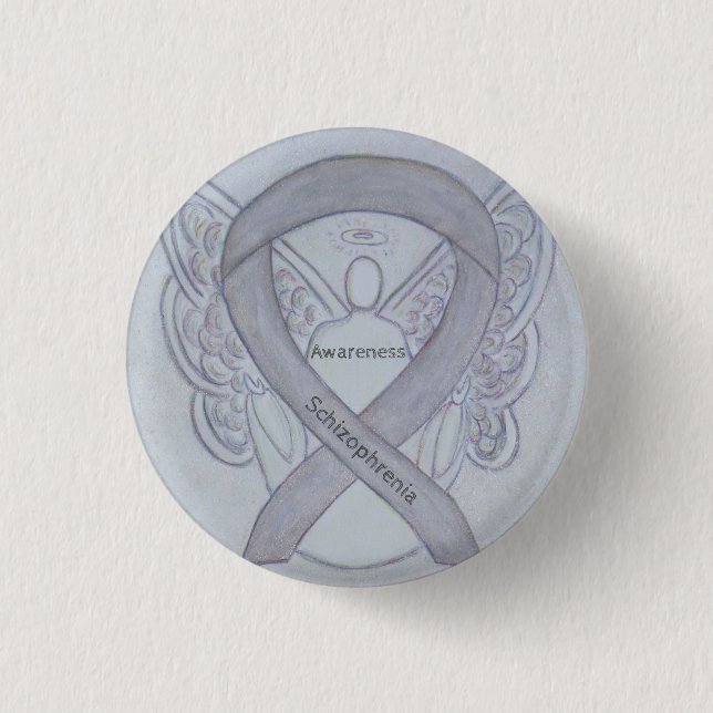 Schizophrenia Awareness Ribbon Angel Anpassningsba Knapp (Framsida)