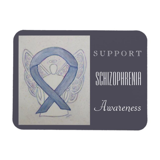 Schizophrenia Awareness Ribbon Angel Anpassningsba Magnet (Horisontell)