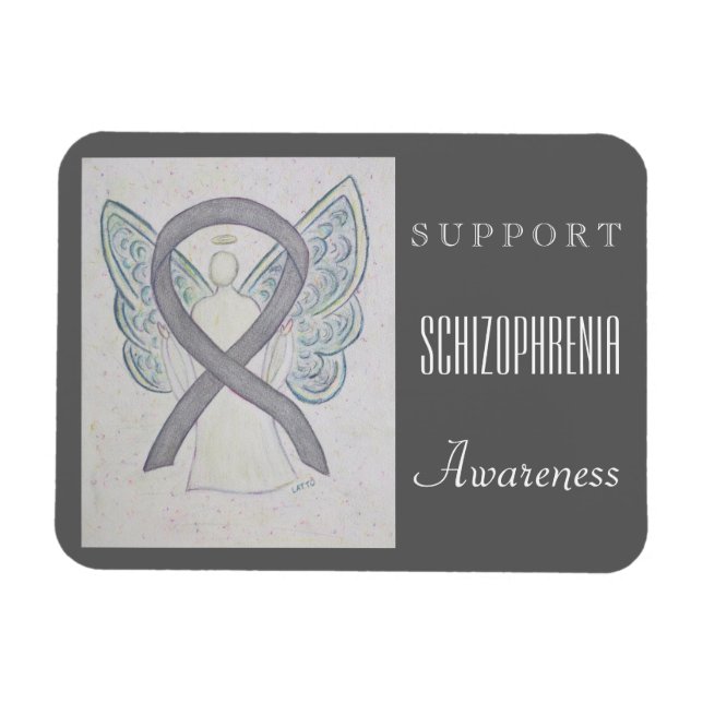 Schizophrenia Awareness Ribbon Angel Anpassningsba Magnet (Horisontell)