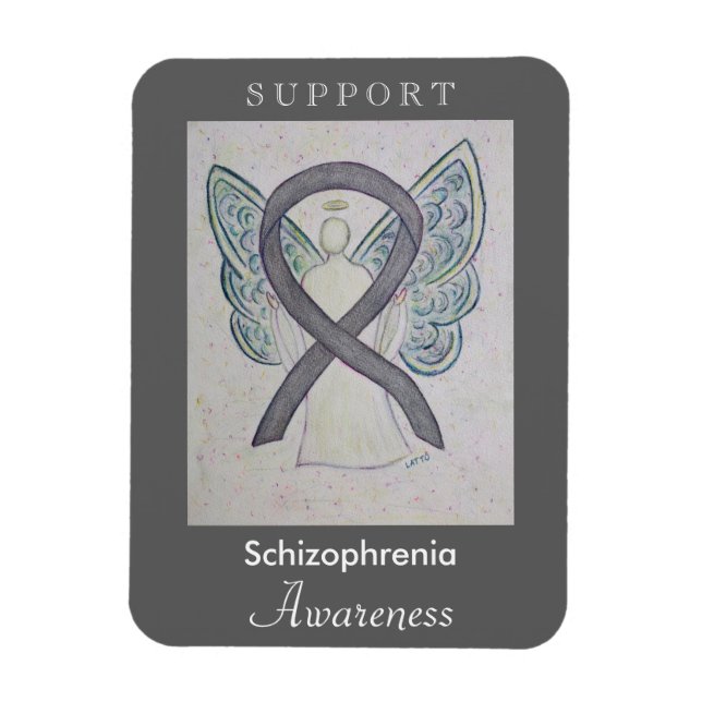 Schizophrenia Awareness Ribbon Angel Anpassningsba Magnet (Vertikal)