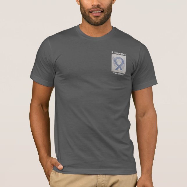 Schizophrenia Silver Awareness Ribbon Angel Tee (Framsida)