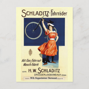 Schladitz-Fahrräder Vintage Bicycle Poster Vykort