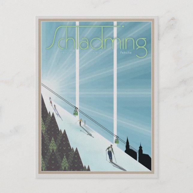 Schladming-Vintage/Retro Reklame Vykort (Framsida)