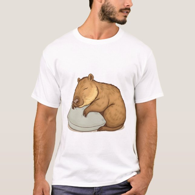 Schlafende Capybara Sleepybara T Shirt (Framsida)