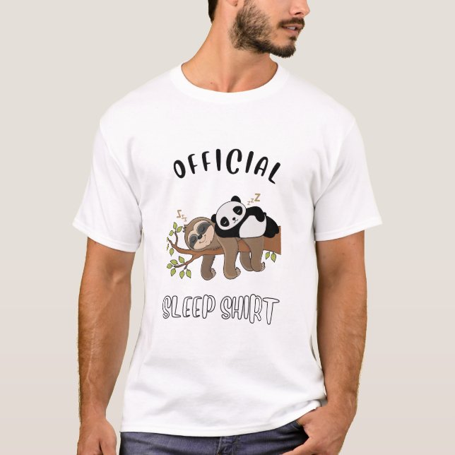  Schlafender Panda und Faultier T Shirt (Framsida)