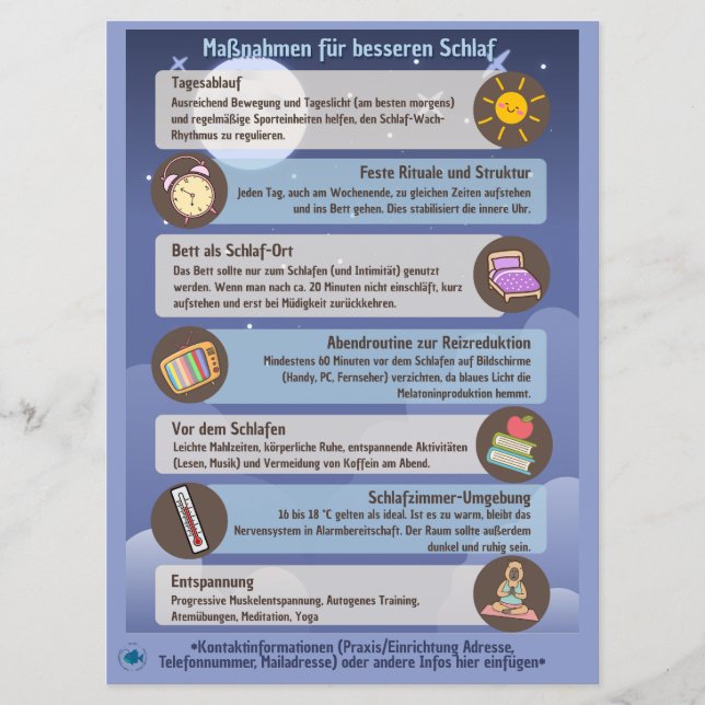 Schlafhygiene-Infoblätter für Klienten/Patienten Spara Datumet (Framsida)