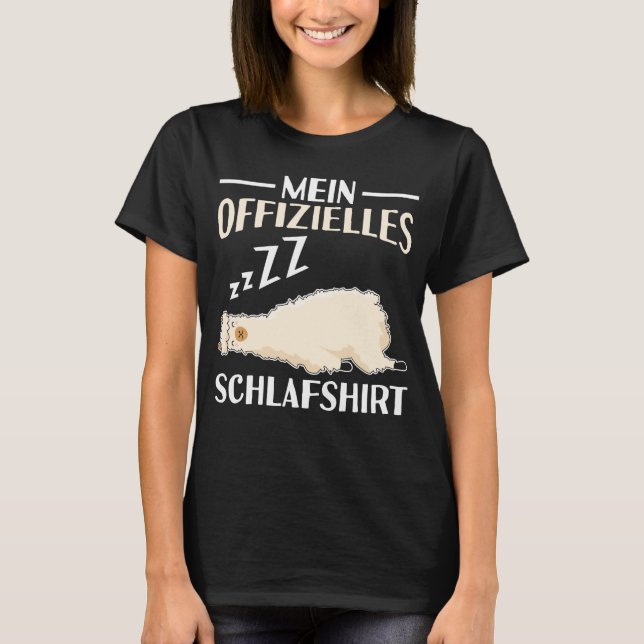 Schlafshirt Nachthemd Schlafanzug Alpaka Lama T Shirt (Framsida)
