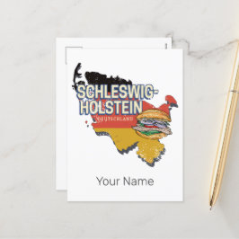 Schleswig-Holstein Tyskland delstat Karta Helg Vykort