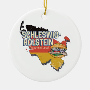 Schleswig-Holstein Tyskland delstat Karta Julgransprydnad Keramik