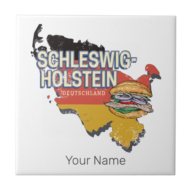 Schleswig-Holstein Tyskland delstat Karta Kakelplatta (Framsidan)