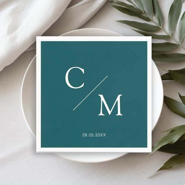 Schlicht elegante Monogramm Serviette Pappersservett (Skapare uppladdad)