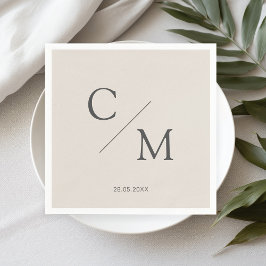 Schlicht elegante Monogramm Serviette Pappersservett
