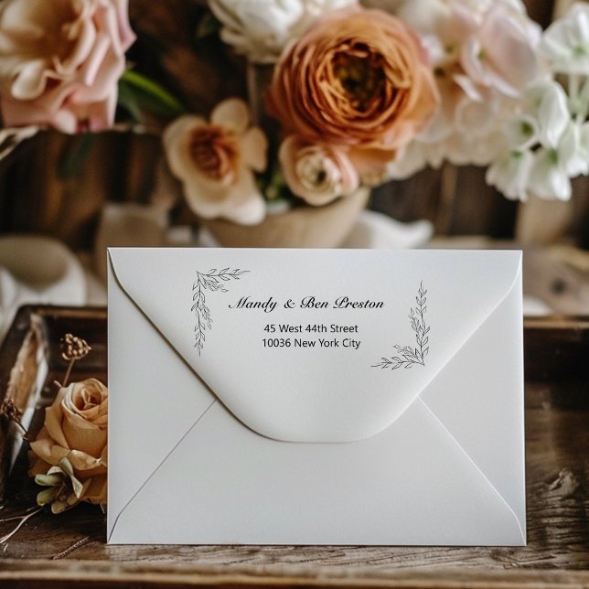 Schlicht Floral Namen Adressen Stämpel (Simple, floral name addresses rubber stamp. Just enter your number, number, street, city, state and )