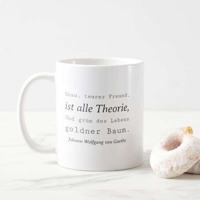 Schlichte Goethe Zitat Grau ist alle Theorie  Kaffemugg (Med munk)