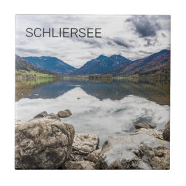 Schliersee Bavaria Sjö Tysklandast Panorama Souven Kakelplatta