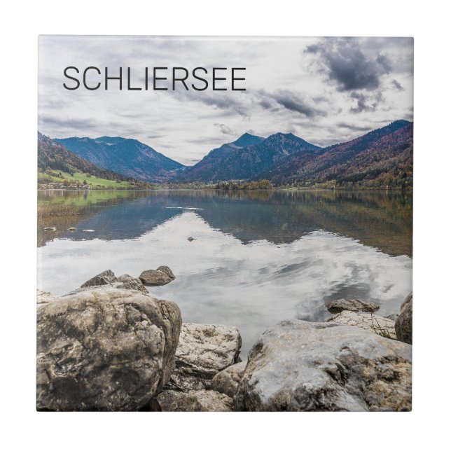 Schliersee Bavaria Sjö Tysklandast Panorama Souven Kakelplatta (Framsidan)