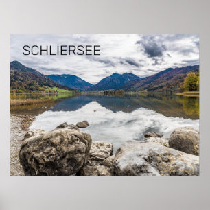 Schliersee Bavaria Sjö Tysklandast Panorama Souven Poster