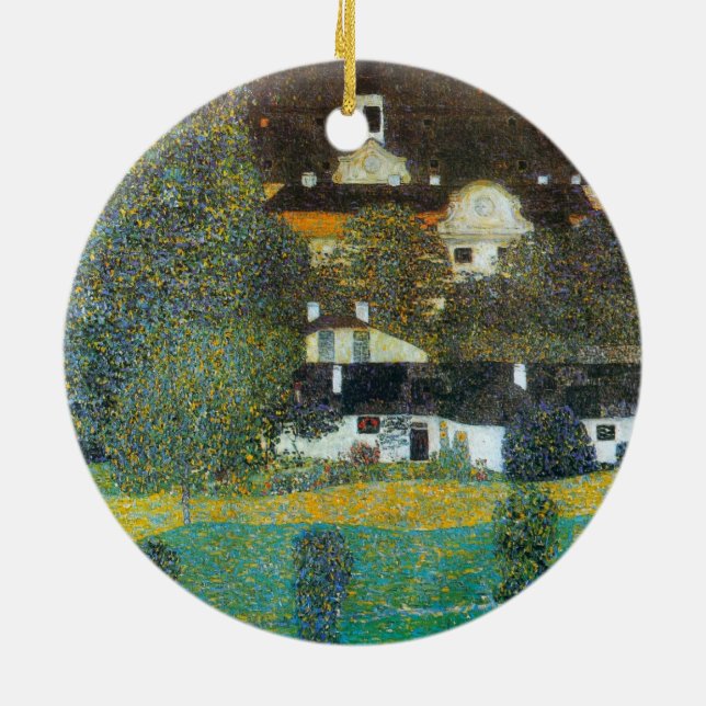 Schloss Kammer om Attersee II av Gustav Klimt Julgransprydnad Keramik (Baksidan)