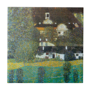Schloss Kammer om Attersee II av Gustav Klimt Kakelplatta