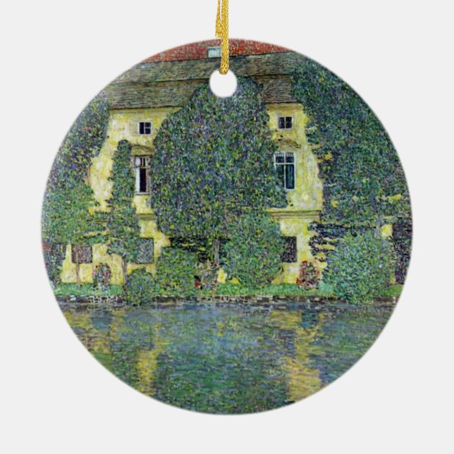 Schloss Kammer om Attersee III av Gustav Klimt Julgransprydnad Keramik (Baksidan)