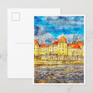 Schloss Moritzburg, Tyskland färg för färd med fär Vykort