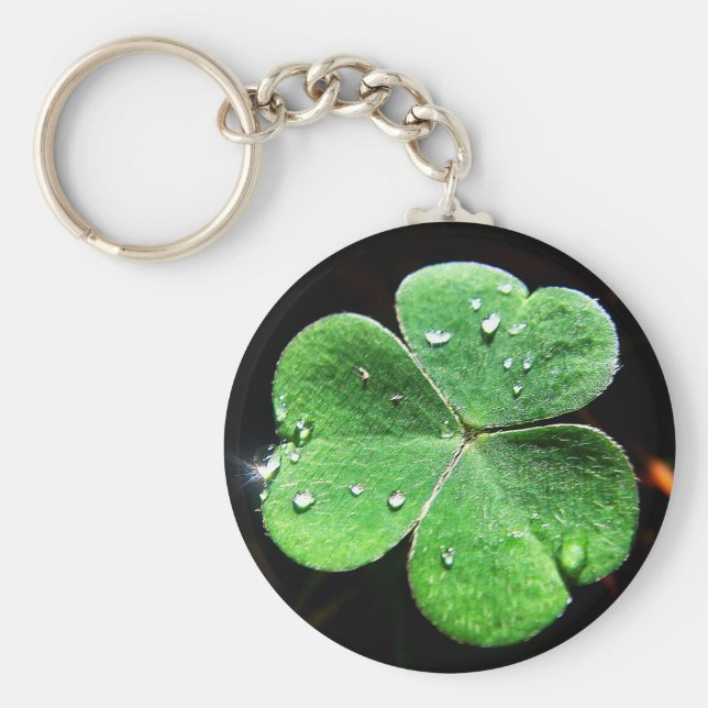 Schlüsselanhänger Kleeblatt mit Wassertropfen Nyckelring (Framsidan)