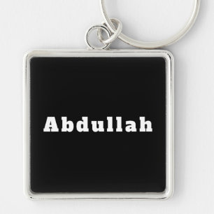 Schlüsselanhänger mit Namen Abdullah Fyrkantig Silverfärgad Nyckelring