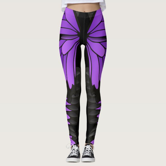 Schmetterling - lila - Tier - Muster Leggings (Framsida)
