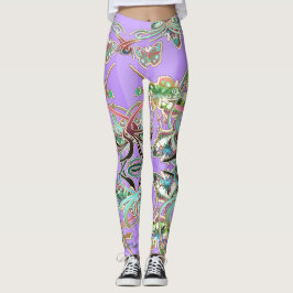 Schmetterling Ornamente Flieder Strahlen Leggings